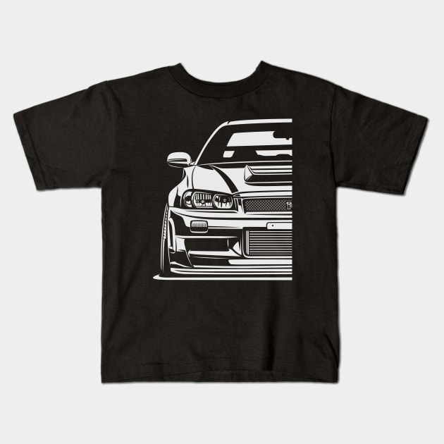 Skyline R34 Kids T-Shirt by Markaryan